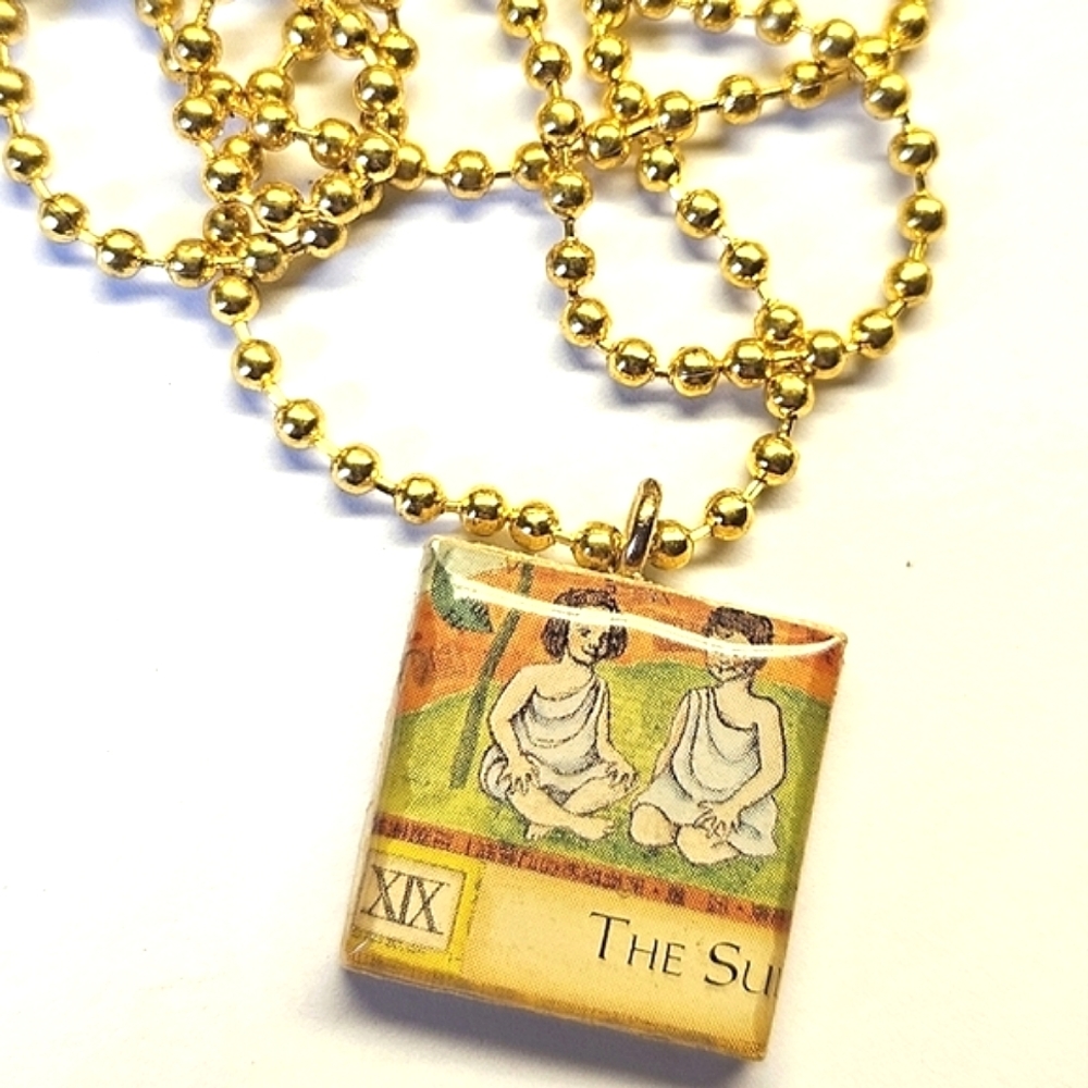 Yellow Sun Tarot Tile Pendant